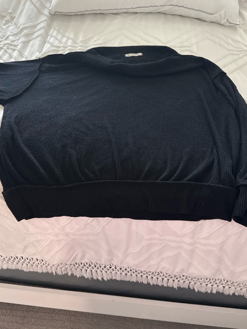We The Free Black Ribbed Knit Crew